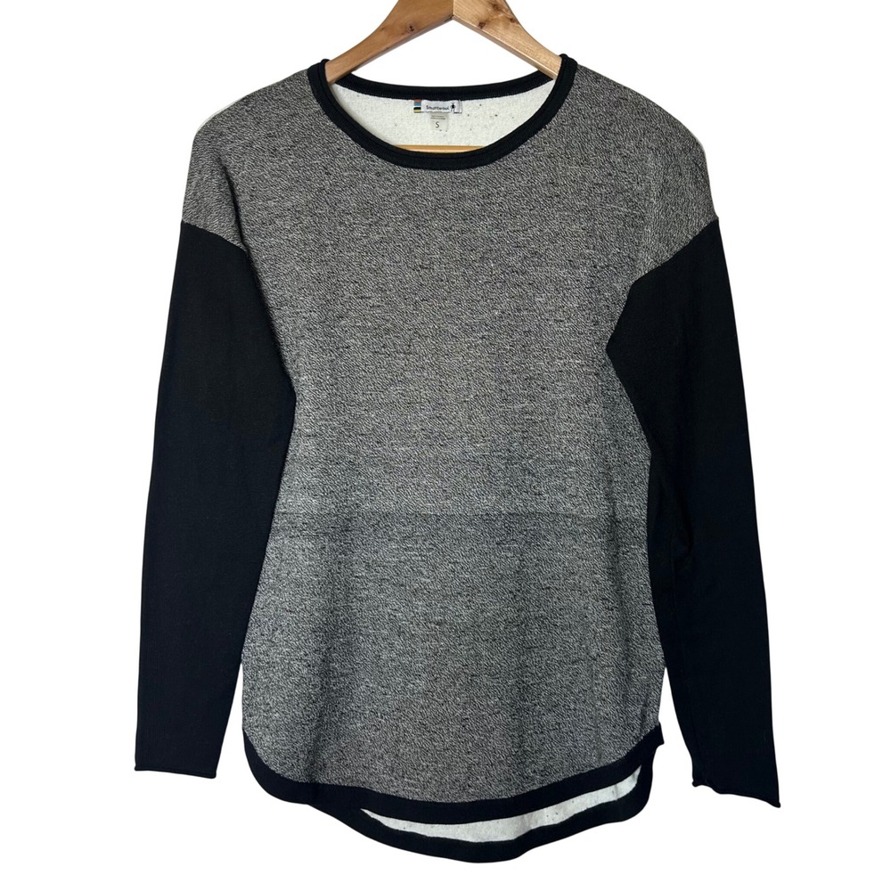 Smartwool Sweater Size S Pullover Crew Neck Long‎ Sleeve Knit Grey Black